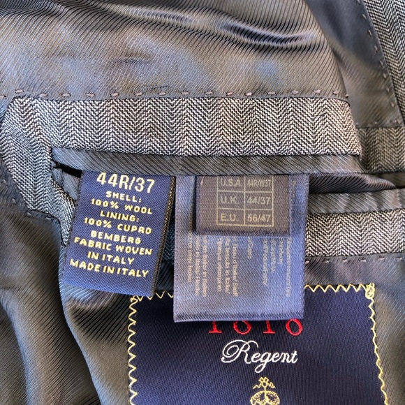 Brooks Brothers I8I8 Regent Made in Italy Wool Gray Men’s Jacket R 44/ 37 - Picture 12 of 16
